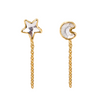 Mismatched Chain Stud Earrings, Crystal