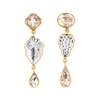 Three Charm Moving Drop Earrings, Crystal