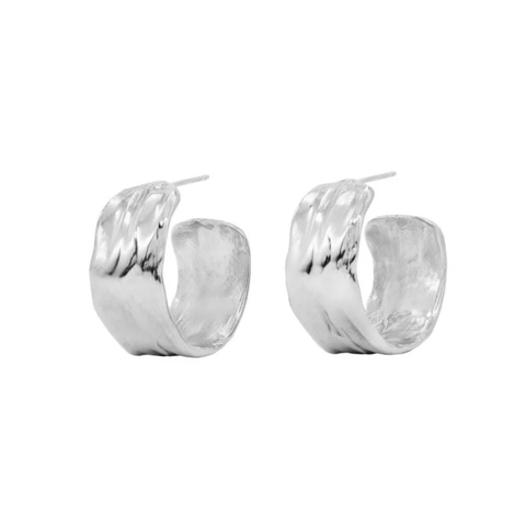 Dune Cuff Earrings, Silver