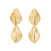 Ridge Fan Double Drop Earrings, Bronze