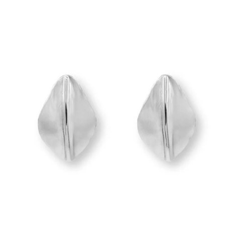 Fan Stud Earrings, Silver