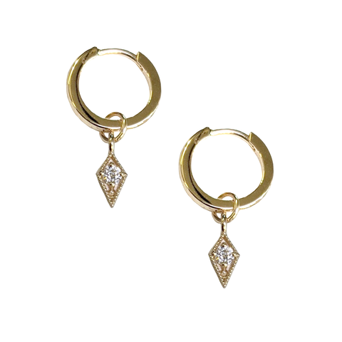 Diamond Charm Hoops