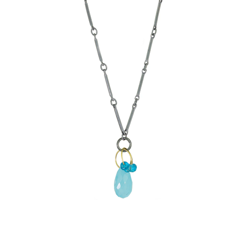 Mini Tangle Necklace, Blue Chalcedony
