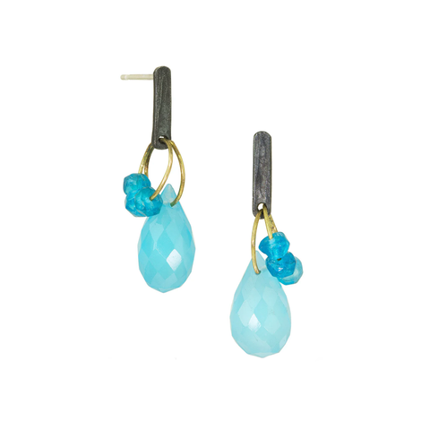 Mini Tangle Earrings, Blue Chalcedony