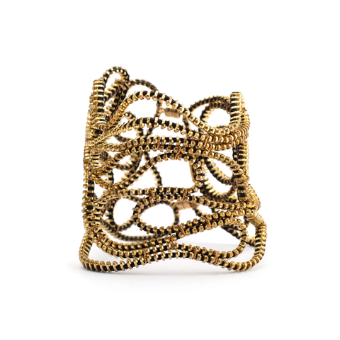 Lace Gust Zipper Bracelet, Gold