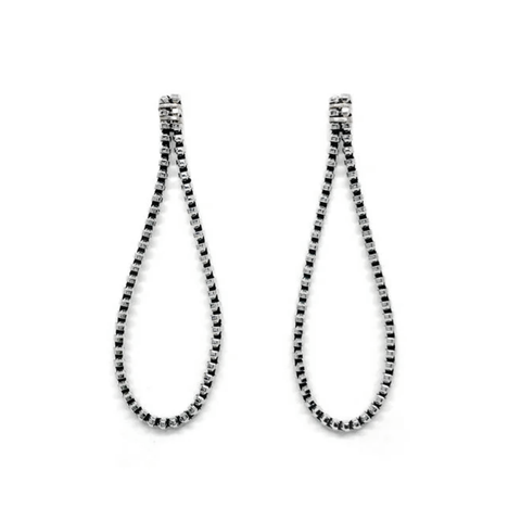Long Loop Earrings, Silver