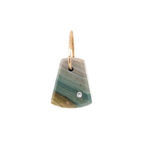 Gary Green Jasper and Diamond Gold Pebble Charm