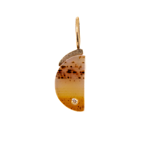Montana Agate and Diamond Mini Gold Moon Charm