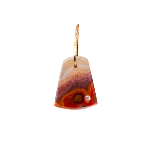 Moroccan Agate and Diamond Gold Pebble Charm