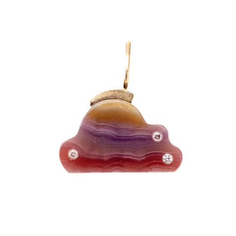 Sherbet Glow Agate and Diamonds Mini Gold Cloud Charm