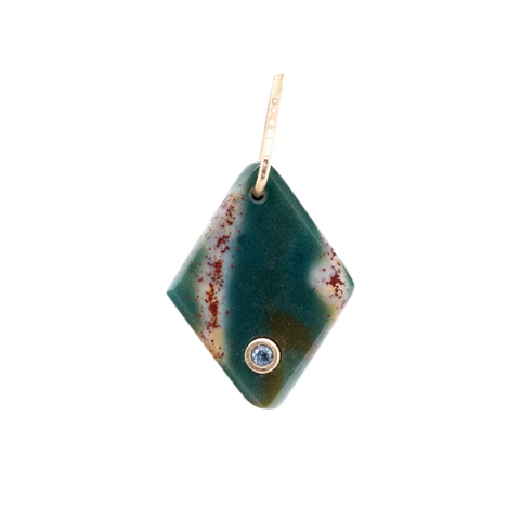 Bloodstone and Aquamarine Gold Diamond Charm