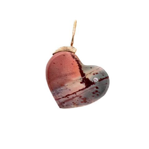 Cherry Creek Jasper and Diamond Gold Heart Charm