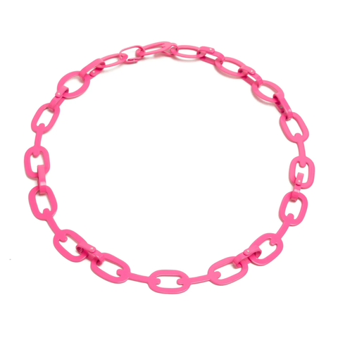 Small Chain Silhouette Necklace, Pink