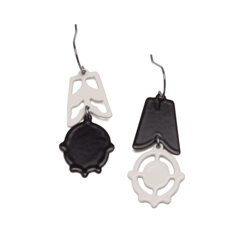 2pc ASY Dangles, Cream/Black