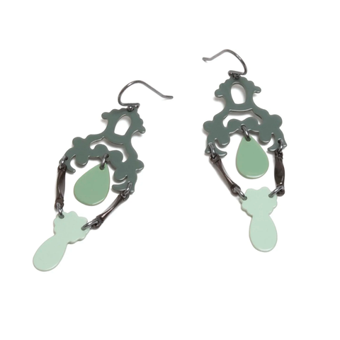 3pc Silhouette Dangles, 3 Greens