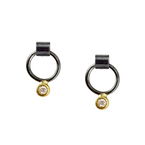 Bull Ring Studs with Diamonds