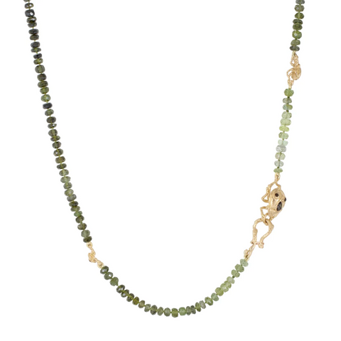 Gold Beetle Necklace with Cruzeiro Green Tourmaline