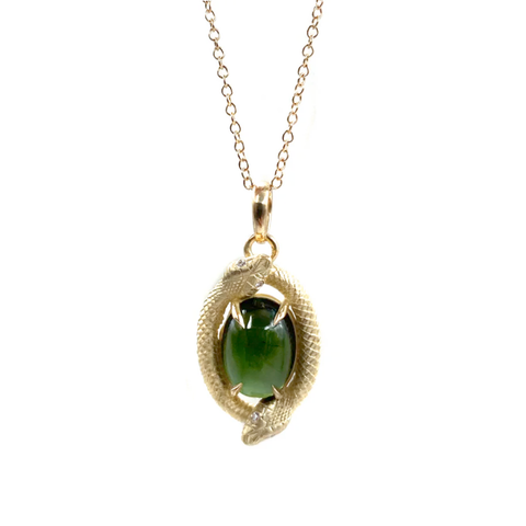 Double Ouroboros Necklace, Tourmaline