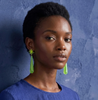 Sputnik Long Drop Earrings, Neon Chartreuse