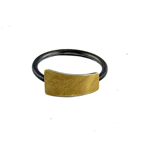 Long Gold Plate Top Ring