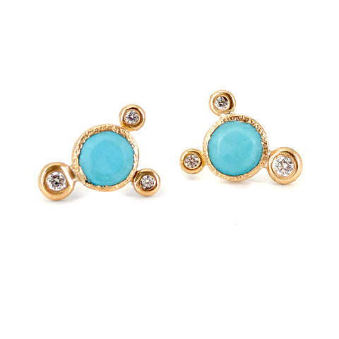 Turquoise and Diamond Studs