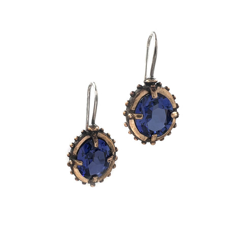 Dotted Oval Earrings, Tanzanite