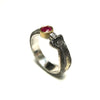 Vintage Nail Ring with Ruby and Gold Inlay