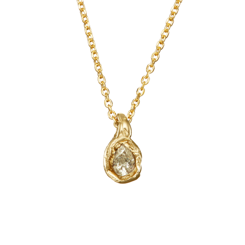 Soft White Diamond Nugget Pendant Necklace