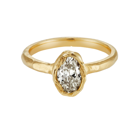 Oval White Diamond Solitaire Ring