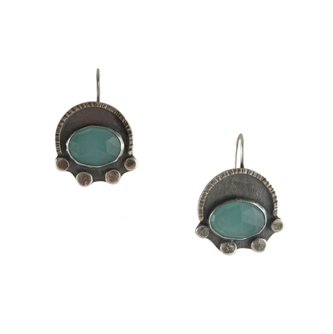 Aqua Chalcedony Arch Earrings