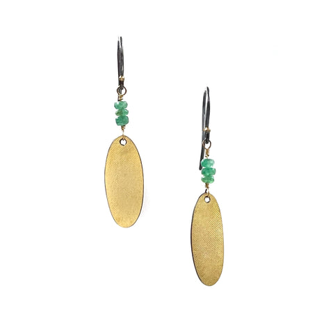 Oval & Emerald Earrings