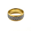 Gold & Damascus Steel Ring, Cosmic Pattern