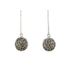 Button Dangle Earrings, Chrysanthemum
