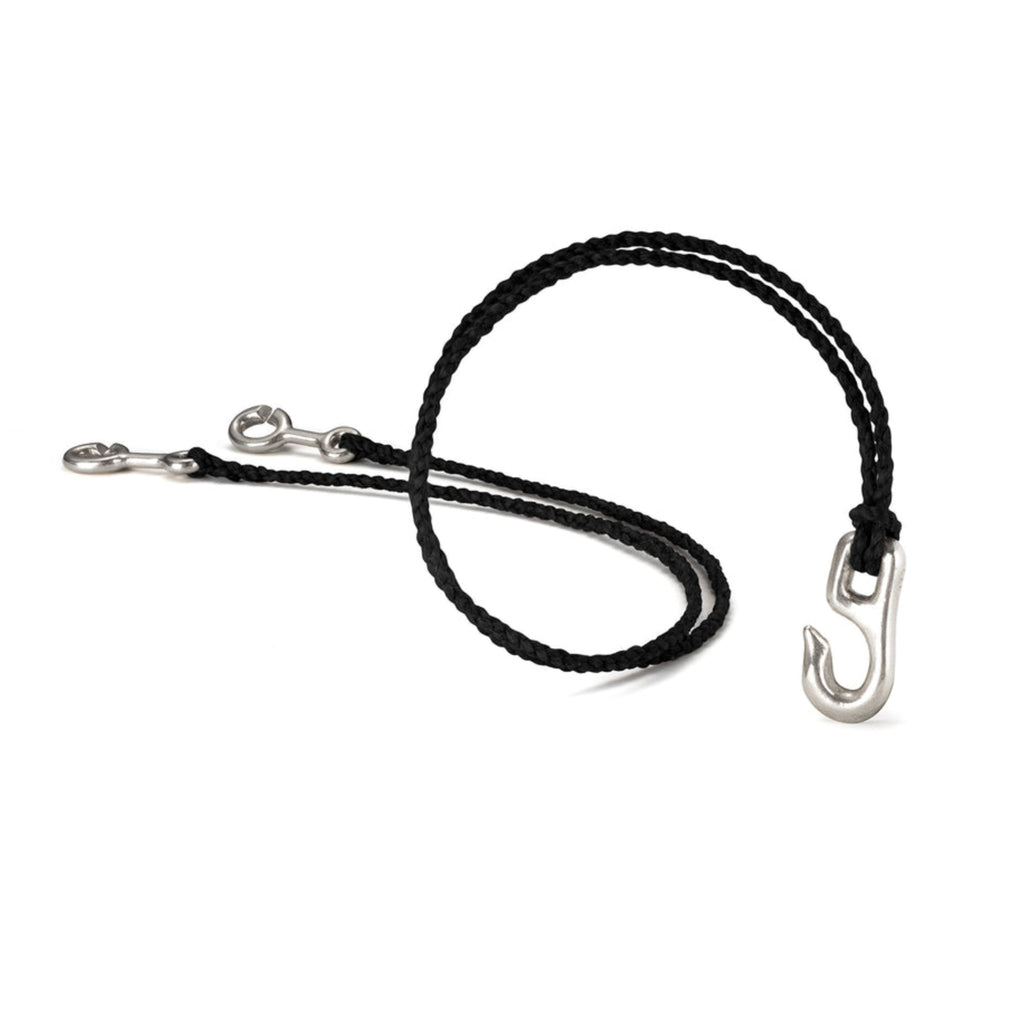 Signet Hook Necklace, Silver, Black
