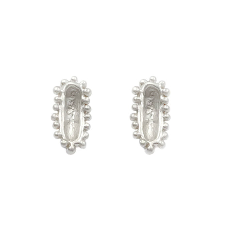 Elongated Cell Studs, Silver