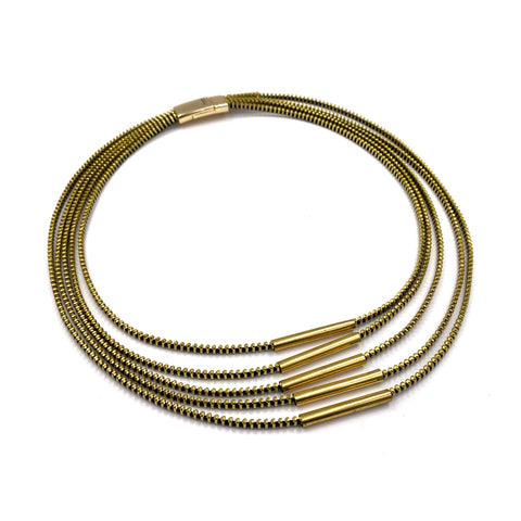 Five Bars Strand Necklace, Gold