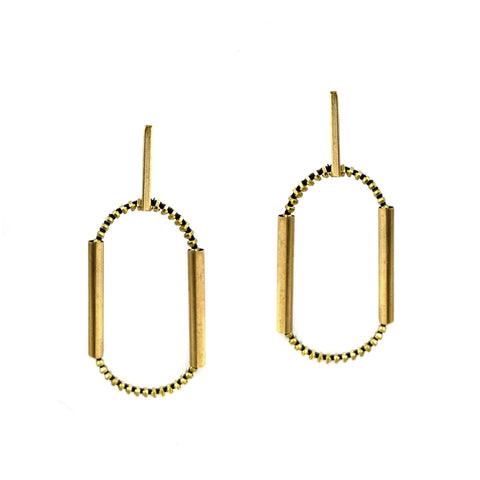 Oval Chain Tube Earring, Gold