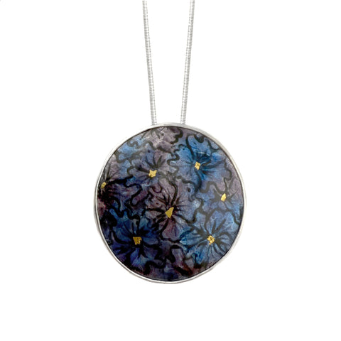 Curly Petal Hydrangea Circle Necklace