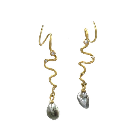 Spiral Pearl Drop Earrings