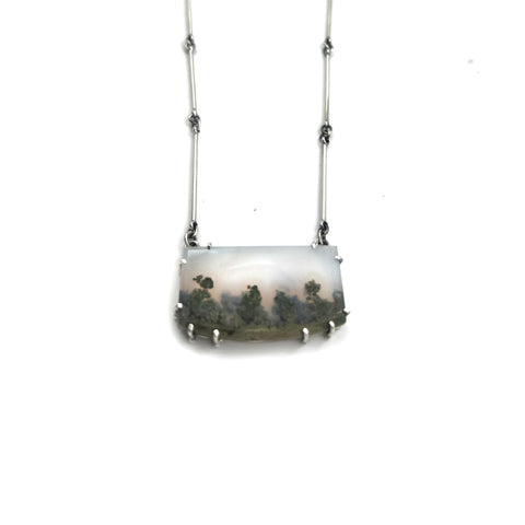 Rectangular Moss Agate Necklace