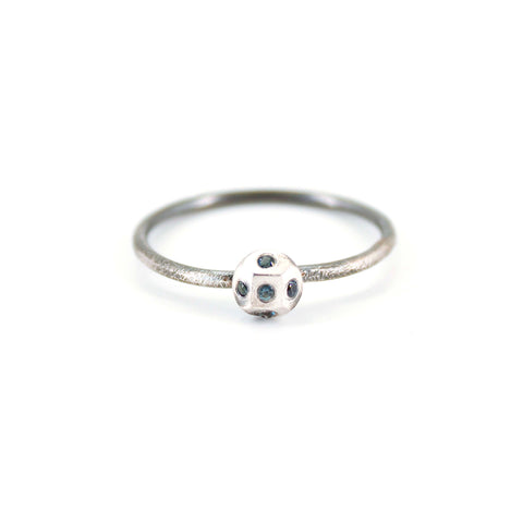 Silver Sapphire Dot Stacker Ring