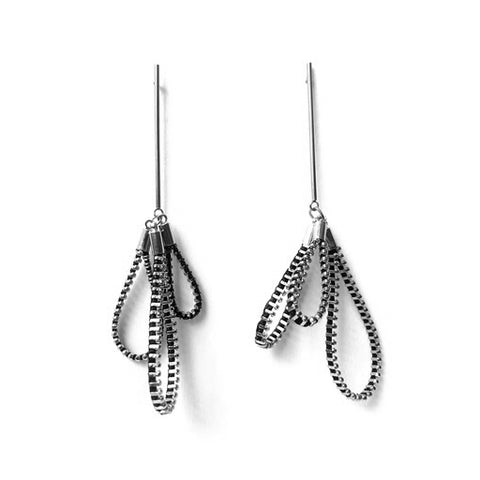 Spinkles Zipper Earrings, Silver