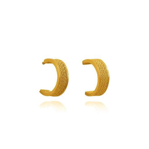Tiny Gold Filigree Hoops