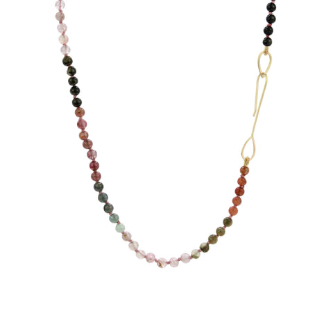 Hand Knotted Tourmaline and Gold Necklace