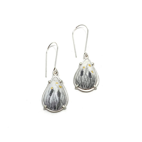 Small Teardrop Earrings, Cattails