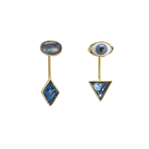 Detachable Drop Earrings, Blue