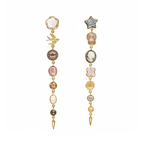 Seven Charm Drop with Victorian Drop Earrings