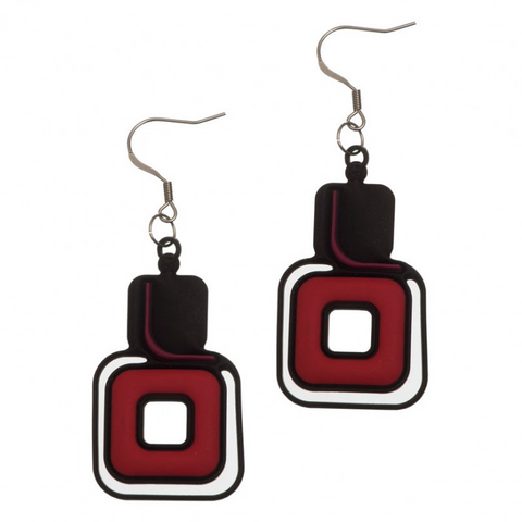 Pythagoras Earrings, Red & Purple