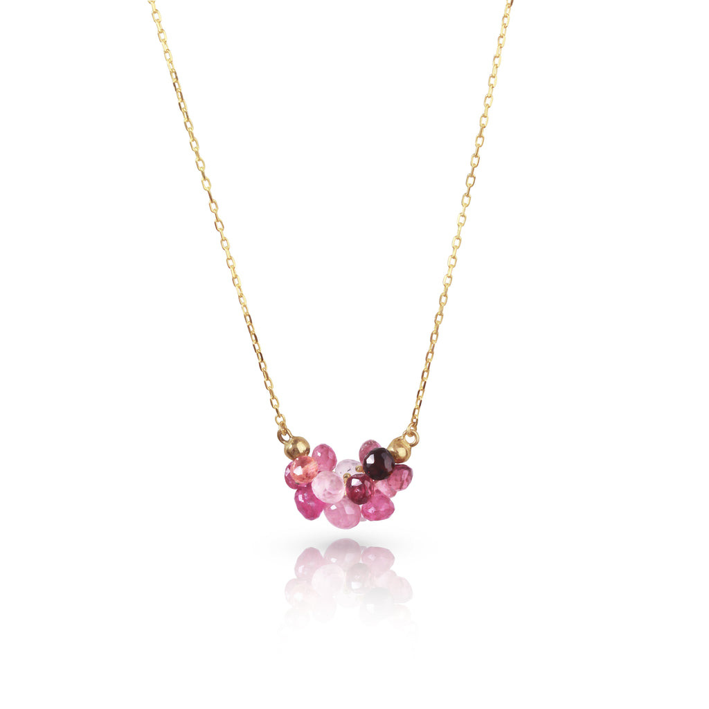 Small Cloud Pendant Necklace, Pink Tourmaline