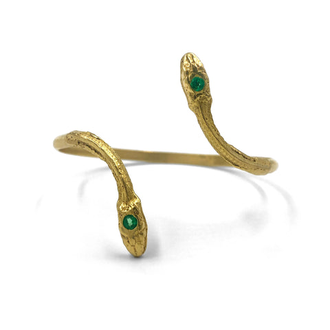 Gold Serpentine Cuff, Emerald